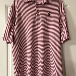 Peter Millar Pink and White Striped Polo Shirt